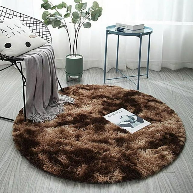 Pink Round Rug for Girls Bedroom,Fluffy Circle Rug for Kids Room,Furry
