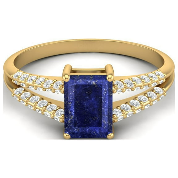 Mooneye 7X5mm Lapis 925 Sterling Sterling Silver Gold Vermeil Solitaire Valentines Day Gift Ring