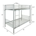 thumbnail image 4 of Twin Over Twin Size Metal Bunk Bed with Built-in Ladder, Heavy Duty Bunk Bed Frame with Safety Guardrail and Slats Support, No Box Spring Needed, Gray, 4 of 9