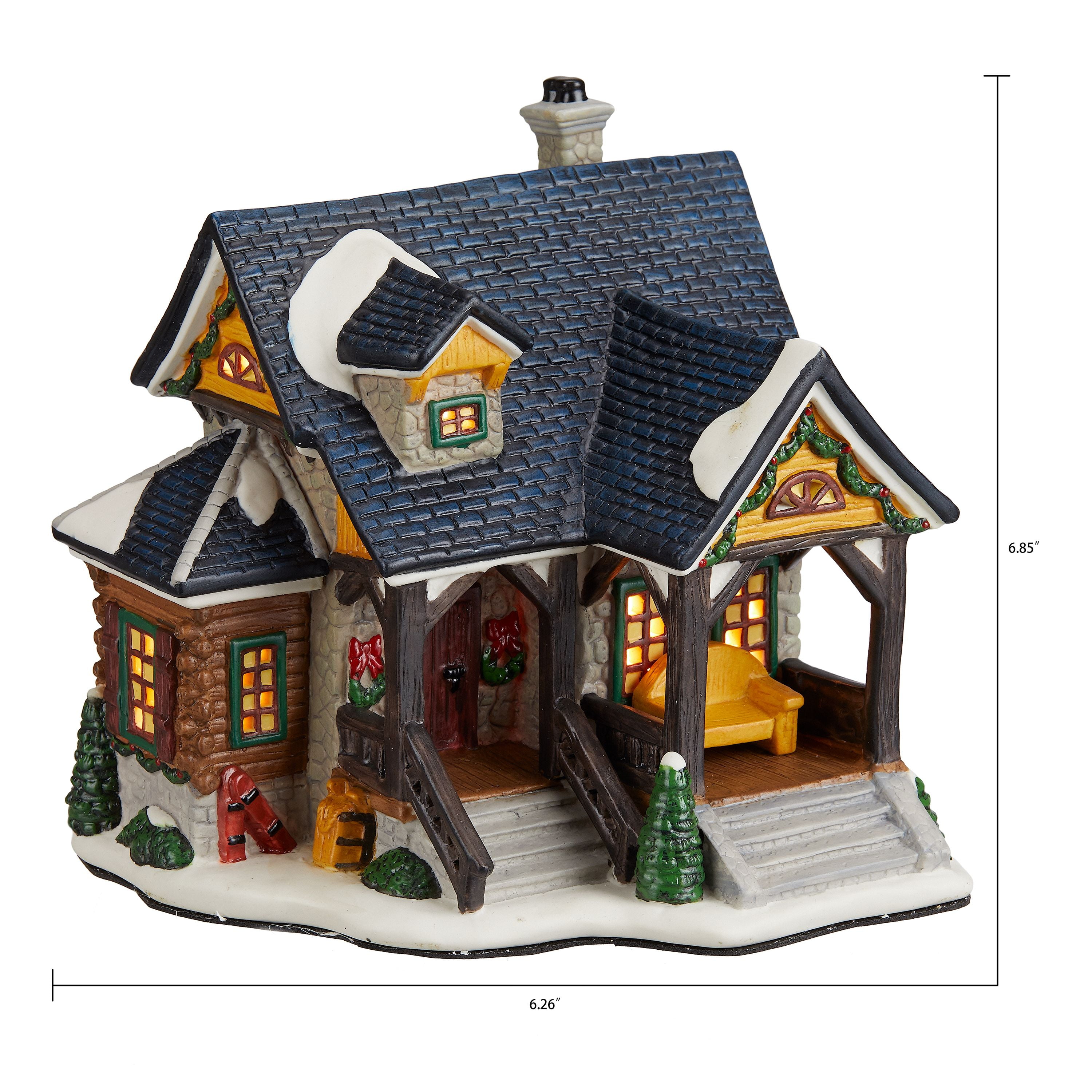 Holiday Time Christmas Lit Village Cabin Collectible Decoration 6 85 Walmart Com Walmart Com