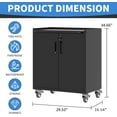 thumbnail image 3 of Metal Storage Cabinet with Wheels, Lockable Garage Cabinet with Doors and Shelves, Rolling Tool Storage, Assembly Required, Black, 3 of 12