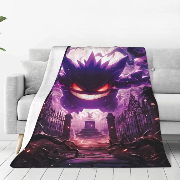 Gengar Throw Blanket Couch Bed Sofa Soft Lightweight Warm Cozy Flannel Fleece Bed Blanket For Kids Adults Gift Multiple Sizes Available 40"X30"