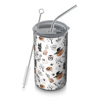20oz Coffee Tumblers Vintage Halloween Pattern Stainless Steel Vacuum Insulated Travel Tumbler Coffee Cups Mug with Lid and Straw with Cleaning Brush for Cold & Hot Drinks