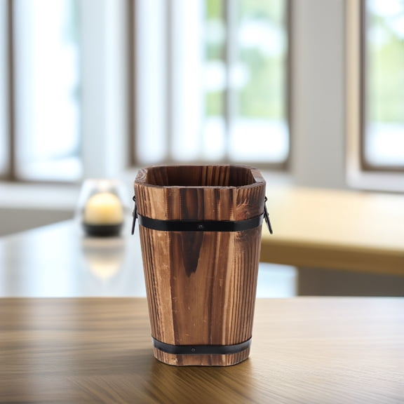 FELTECHELECTR Rustic Wooden Planter Decorative Flowerpot for Garden and Indoor Plants