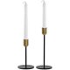 thumbnail image 1 of Juego de 2 candelabros de cono negro de latón dorado, centro de mesa decorativo, 1 of 5