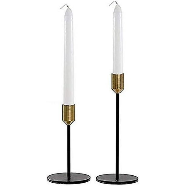 Juego de 2 candelabros de cono negro de latón dorado, centro de mesa decorativo