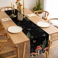 thumbnail image 3 of Mushrooms Black Table Runner - 90 Inch Long, Kitchen Dining Table Runner Dresser Scarves, Butterfly Botanical Country Plants Farmhouse Decor for Coffee Tables Wedding Party Banquet, 3 of 8