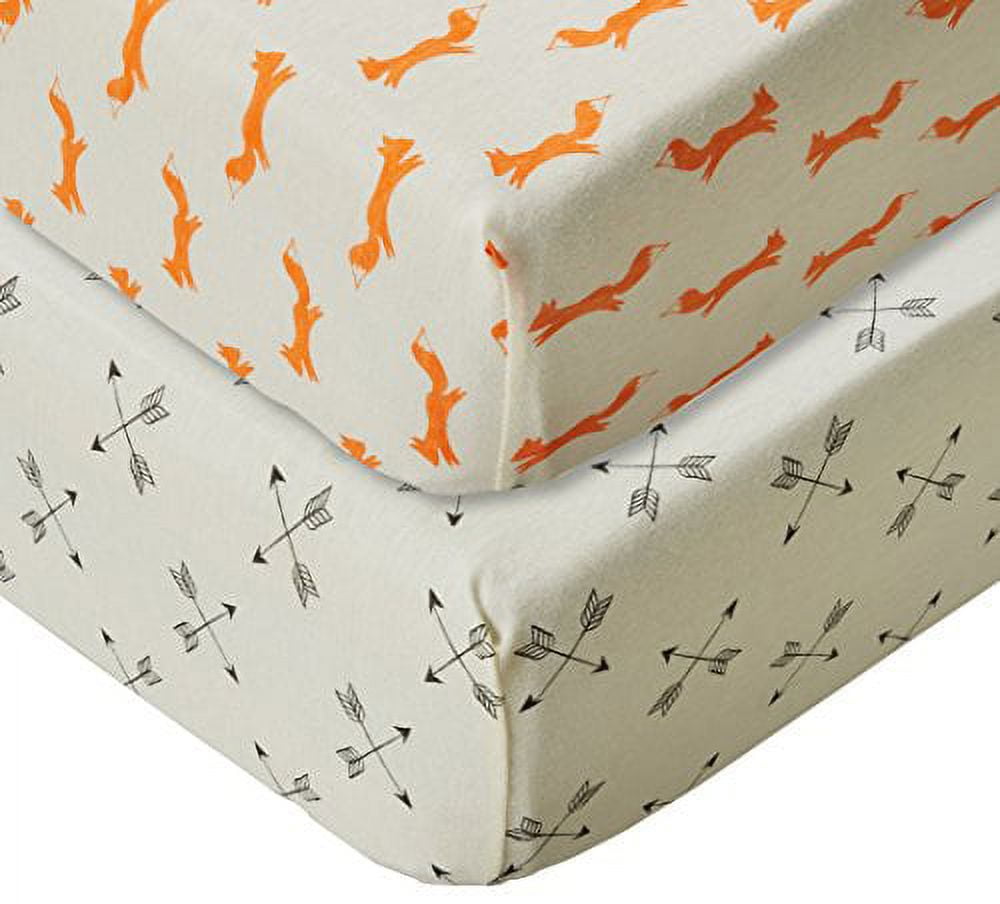 Touched by Nature Baby Boy Organic Cotton Crib Sheet, Fox, One Size