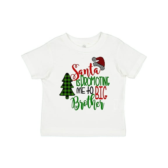 Inktastic Santa is Promoting Me to Big Brother Green Plaid Tree Boys Toddler T-Shirt