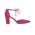 thumbnail image 3 of BLISSFUL STEP Escarpins Habillés à Talons Blocs Hauts pour Femmes à Bout Pointu avec Bride à la Cheville Rose Vif 6, 3 of 7