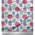 thumbnail image 1 of Soimoi Cotton Voile Fabric Leaves,Periwinkle & Peony Floral Printed Fabric 1 Yard 42 Inch Wide, 1 of 1