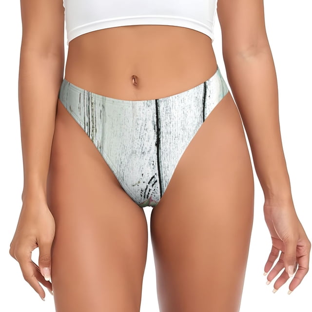 Balery Vintage Wood with Floral Tangas de Algodón para Mujer con Estampado – Ropa Interior Sexy, Transpirable, G-string-X-Small
