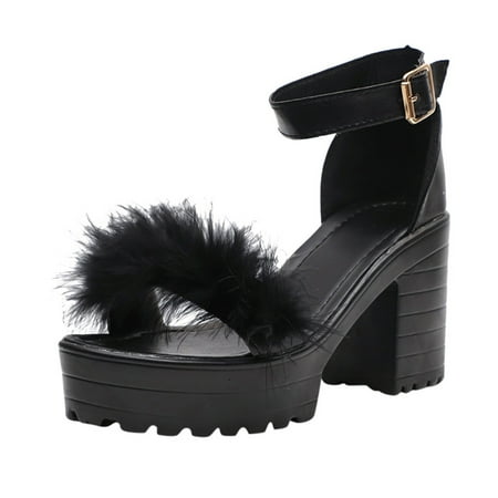 

nsendm Womens Sandals Women s Fashion Casual Open Toe Platforms Wedges Sandals High Heels Shoes Black 43