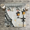 thumbnail image 3 of Ambesonne France Quilted Bedspread Set 3 Pcs, Grunge Eiffel Europe, King Size, Yellow Black and Red, 3 of 3