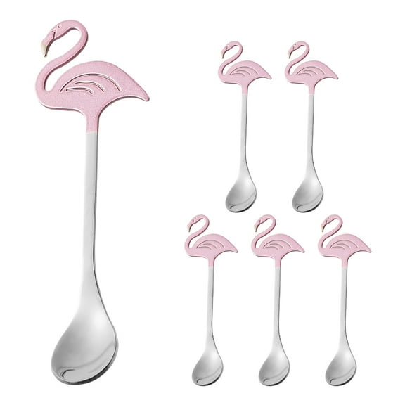 MRLESS Set of 6 Flamingo Stainless Steel Dessert and Coffee Stirring Spoons, Perfect for Home, Parties, and Gatherings