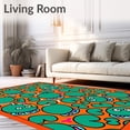 thumbnail image 2 of ODIKA 8'x10' Machine Washable Non-Slip Area Rug, Alligator Inspired Cartoon with Interlocking Monster Shapes and Bold Color Pops High Traffic Rug, Orange, 720488, 2 of 7