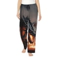 thumbnail image 1 of Fotbe Fiery Black Dragon Attack Pantalones de Pijama para Mujer, Pantalones de Dormir, Pantalones Pj con Cordón y Bolsillos-Large, 1 of 6