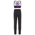 thumbnail image 2 of TiaoBug Kids Girls Sleeveless Crop Tops and Sparkly Leggings Activewear Set Yoga Gymnastics Workout Outfits Purple 6, 2 of 5