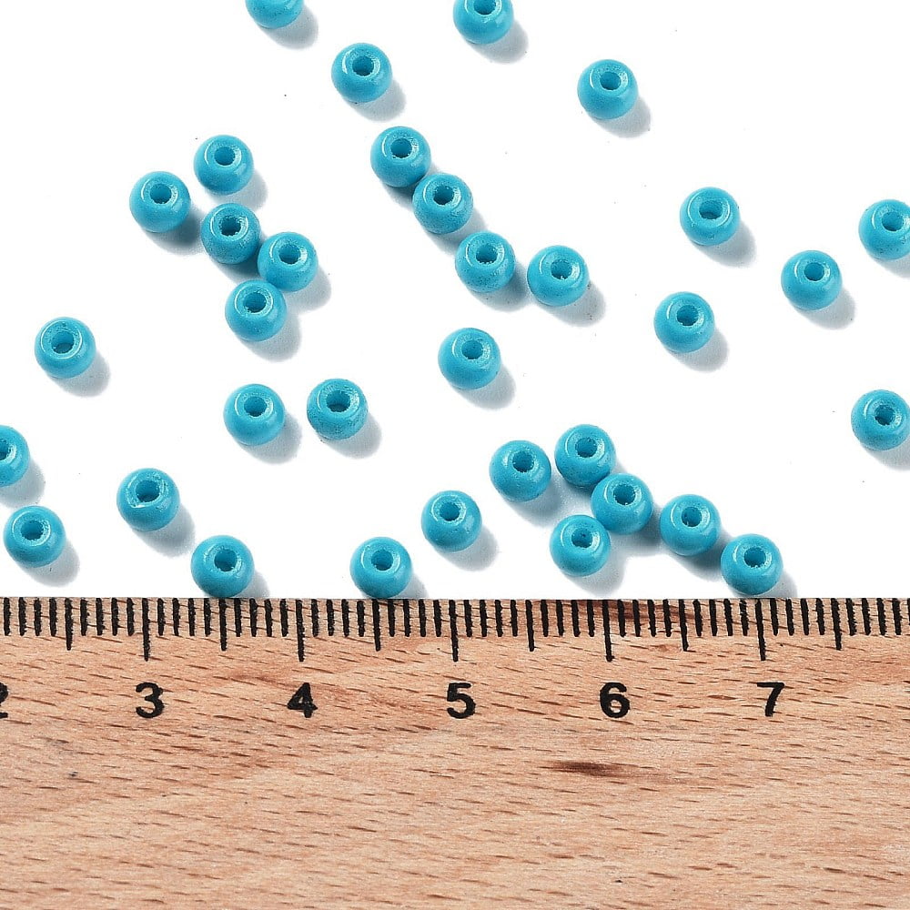 Baking Paint Glass Seed Beads Round Dark Cyan 4x3mm Hole: 1.2mm about 7650pcs/pound