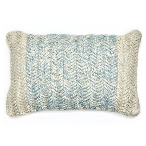 Modrn Braided Texture Lumbar Outdoor, Light Blue Outdoor Lumbar Pillows