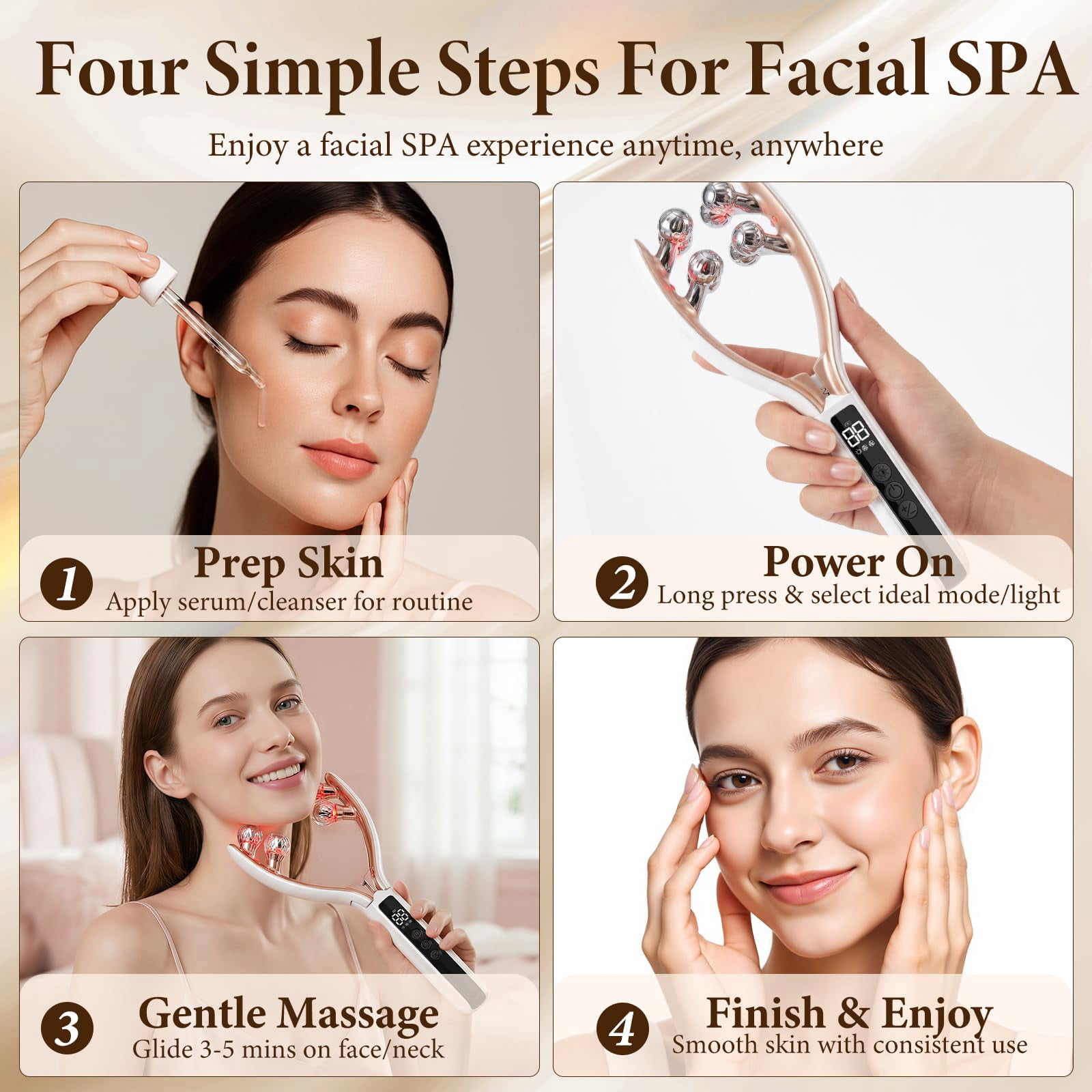 NexTone Face Massager Tool with Red Light, Face Sculpting Tool & Facial Roller for Women, Rechargeable Jawline Shaper and Neck Massager,