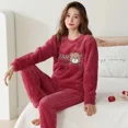 thumbnail image 3 of Adorable conjunto de ropa de dormir de lana Coral para mujer Otoño Invierno nuevo estilo cálido franela de dibujos animados ropa para el hogar pijamas suaves y acogedores, 3 of 5