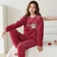 thumbnail image 3 of Adorable conjunto de ropa de dormir de lana Coral para mujer Otoño Invierno nuevo estilo cálido franela de dibujos animados ropa para el hogar pijamas suaves y acogedores, 3 of 5