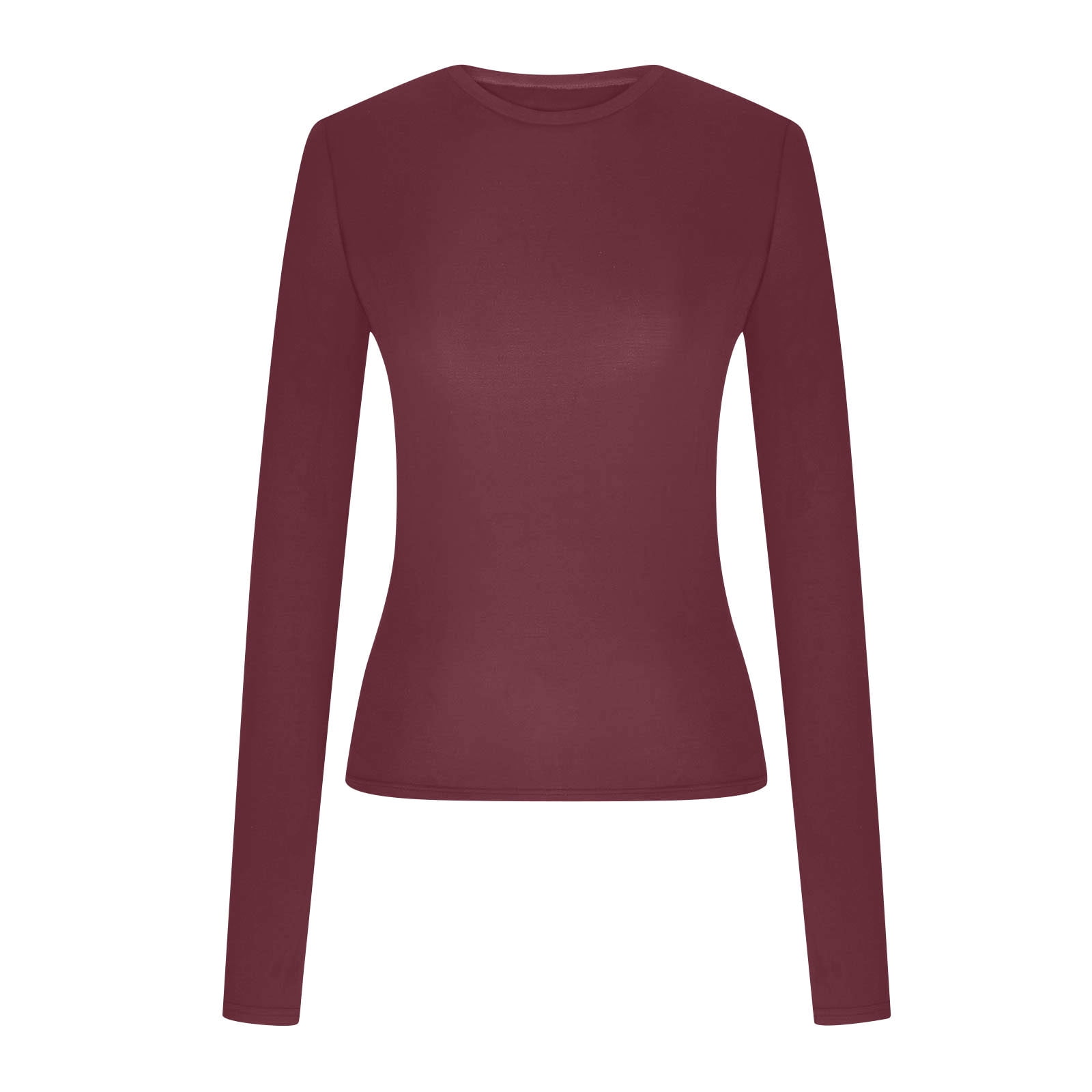FAIWAD Tight Shirts for Women Long Sleeve Crewneck Slim Stretch Shirt Teen Girl Going out Trendy Basic Tees