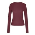 thumbnail image 5 of Long Sleeve Tops Women Solid Cotton Crop Tops Casual Crew Neck Basic T Shirts Slim Fit Going Out Top Y2K T-shirt Trendy Fashion Tee Shirts Streetwear Blouses, 5 of 5