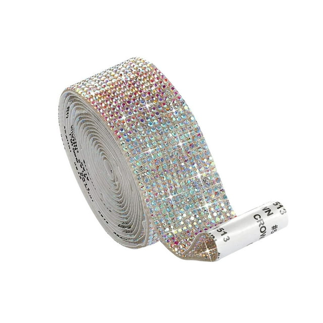 kurtrusly Elegant Crystal Rhinestone Ribbon DIY Sticker Multicolor 1.4cm 1Set