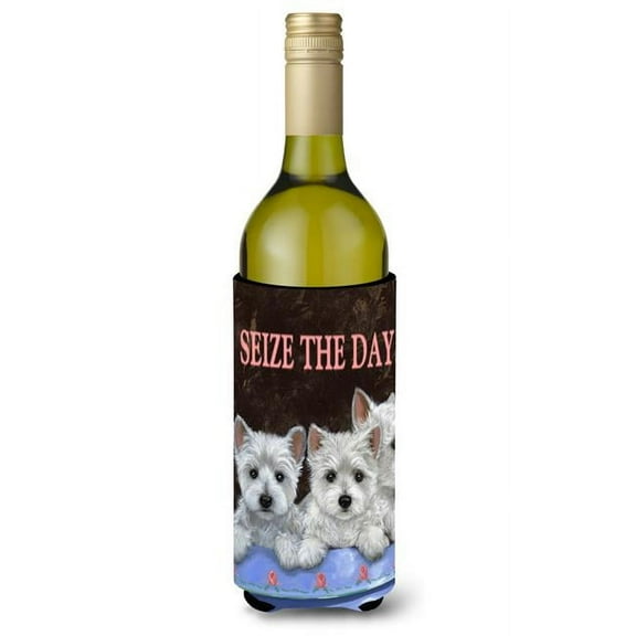24 oz Westie Seize the Day Wine Bottle Hugger