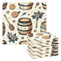 6 Packs Honey Barrel with Orange Kitchen Dish Towels Soft Absorbent Dish Cloths 11"x11"