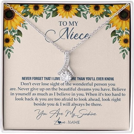 Alluring Beauty Necklace, Auntie Uncle Not Even Time Floral Niece Birthday Graduation Christmas with Customized Message Card and Gift Box, Necklace To My Niece Necklace From Aunt