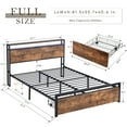 thumbnail image 3 of Queen Size Bed Frame with Storage Headboard, Metal Platform Bed with 2 Drawers, LED Lights Bed with Charging Station No Box Spring Needed, 3 of 9