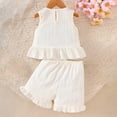thumbnail image 4 of VUHXZWAF Girls Summer Outfits Sleeveless Floral Ruffle Hem Tops and Shorts Kids Short Sets Size 4-5 Years, 4 of 4