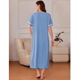 thumbnail image 5 of Ekouaer Women Zipper Robes Knit Short Sleeve House Coat Soft Bathrobe Full Length Housecoat Dressing Gown with Pockets, 5 of 6