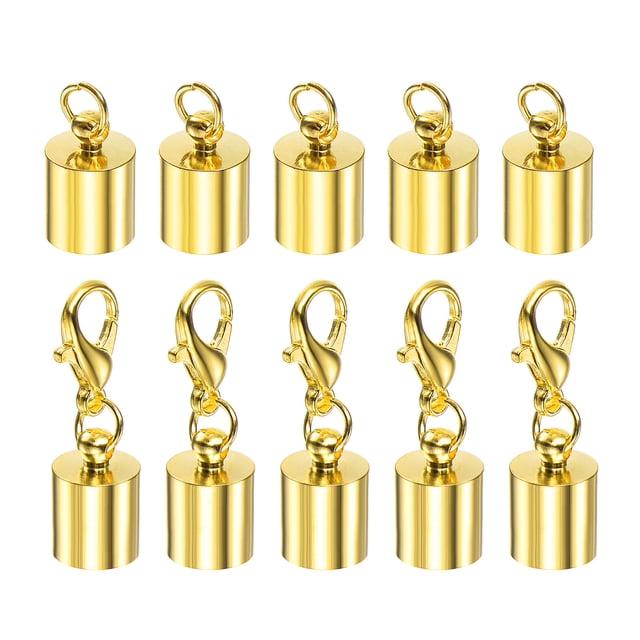 10uds Cordón Extremo Unique Bargains Tapa 7.5mm ID Langosta Garra Cierre Extremo Dorado Tono