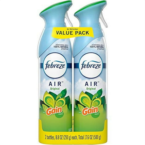 Febreze Air Freshener and Odor Eliminator Spray, Gain Original Scent, 2 Pack
