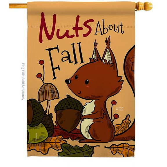 Angeleno Heritage H137106-BO 28 x 40 in. Nuts About Fall House Flag with Harvest & Autumn Double-Sided Decorative Vertical Flags Decoration Banner Garden Yard Gift