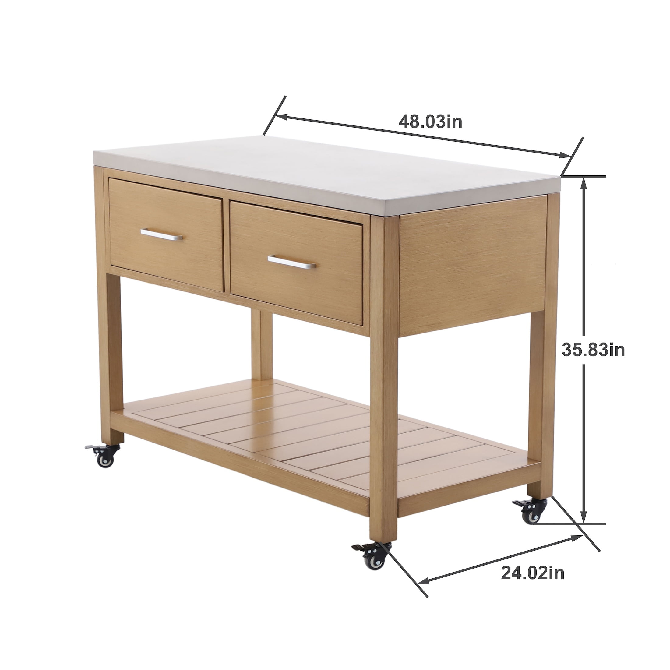 Better Homes & Gardens Tarren Outdoor Island Steel Serving Cart with Drawers, Teak