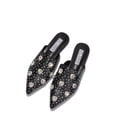 thumbnail image 2 of Cape Robbin Sandals Women Flat Mule Sierra Rhinestone Stud Detail Pointed Toe Slip On Fashion Flats (Black Multi Rhinestone, 7), 2 of 3