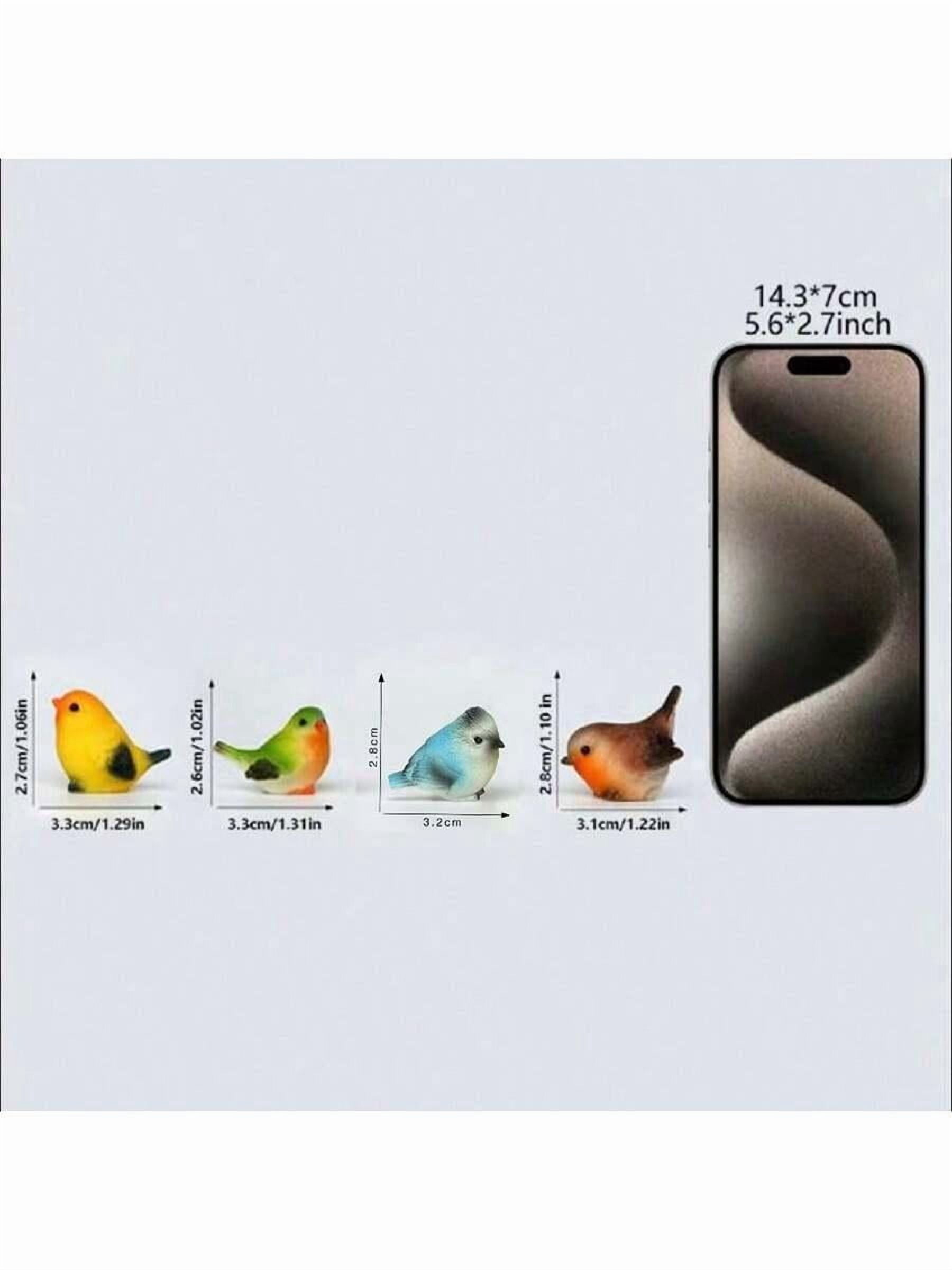 8pcs Small Bird Decor Figurine Miniature Bird Statue Micro Cute