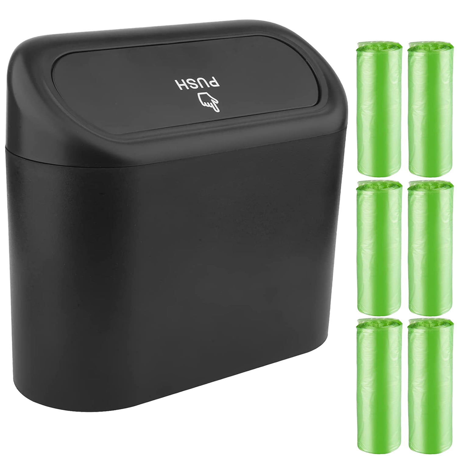 OBOSOE Car Trash Can, Mini Car Accessories with Lid and Trash Bag, Cute