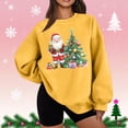 thumbnail image 2 of Feancey Crewneck Sweatshirt Women Christmas Tree Graphic Sweatshirts Oversized Long Sleeve Loose Pullover Tops Soft Fleece Sweatshirt Yellow XL, 2 of 6