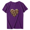 thumbnail image 5 of Women's Leopard Heart T-Shirts Valentines Day Fashion Short Sleeve Tops Cute Crewneck Basic Tee Top, 5 of 6