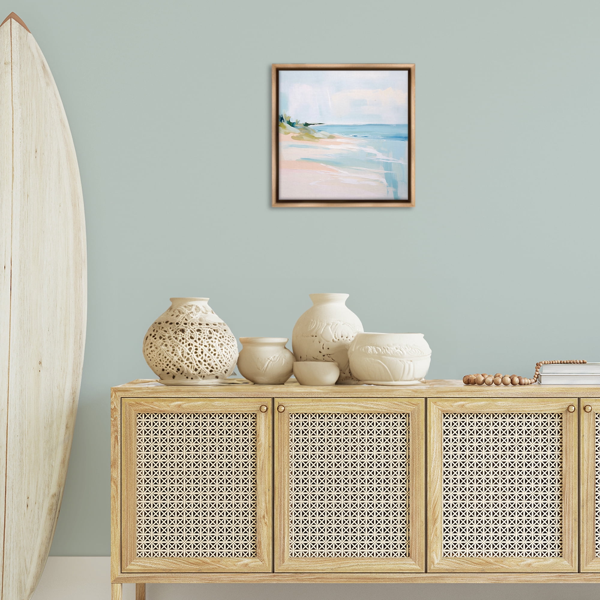 Stupell Industries Abstract Beach Edge Abstract Painting Brown Floater Framed Canvas Art Print Wall Art, 18 x 18