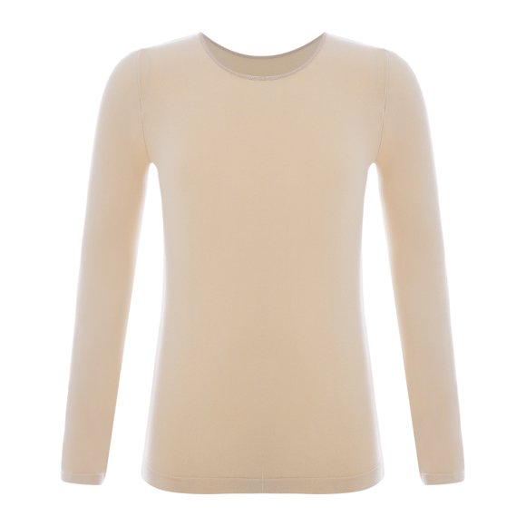 Jizyo Girls Kids Thermal Underwear Tops Dance Training Long Sleeve Base Tshirt Tops Type A Nude M