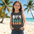 thumbnail image 2 of OSOLU Children Girls Tank Tops Crew Neck Coconut Tree Letter Gradient Print Outdoor Play Lightweight Sleeveless Vacation Travel Tops, 2 of 6