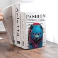 thumbnail image 6 of Sikiie Neon Cyberpunk Blue Bear Bookends 1 Pair, Wood Bookends for Shelves, Book Ends for Shelves, Book Shelf Holder for Home Office, 6 of 7