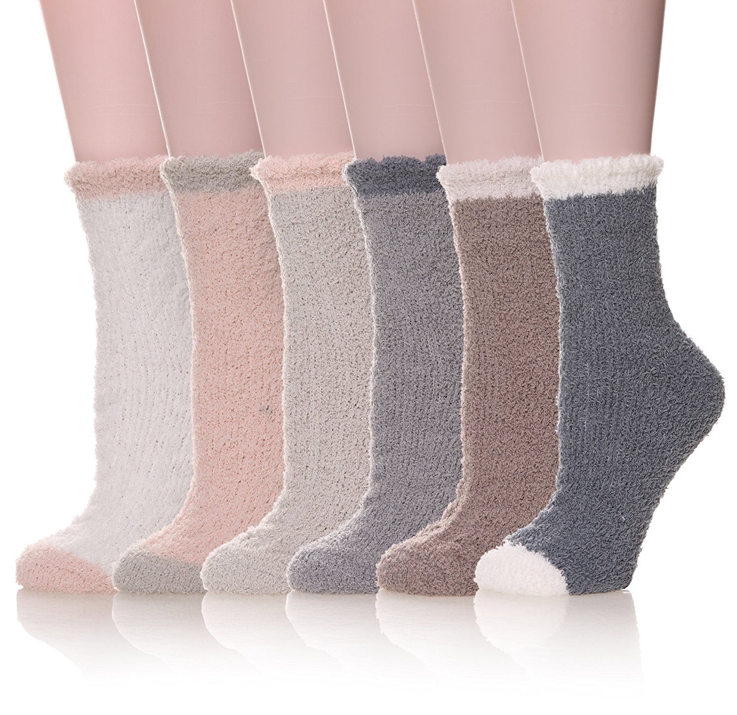 6 Pairs Women's Cozy Slipper Socks Super Soft Fuzzy Winter Warm Socks